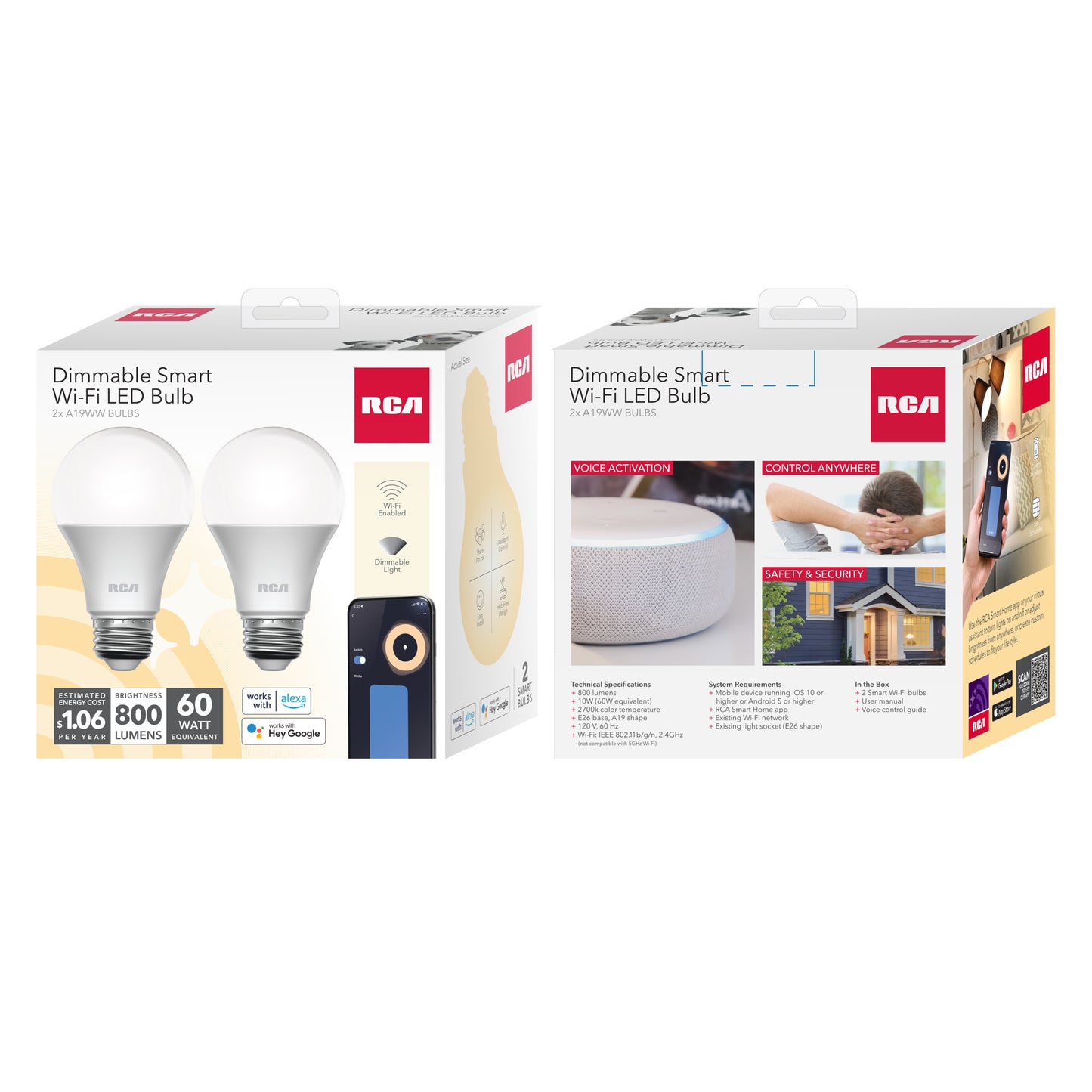 Dimmable A19 White Bulb (2-Pack)
