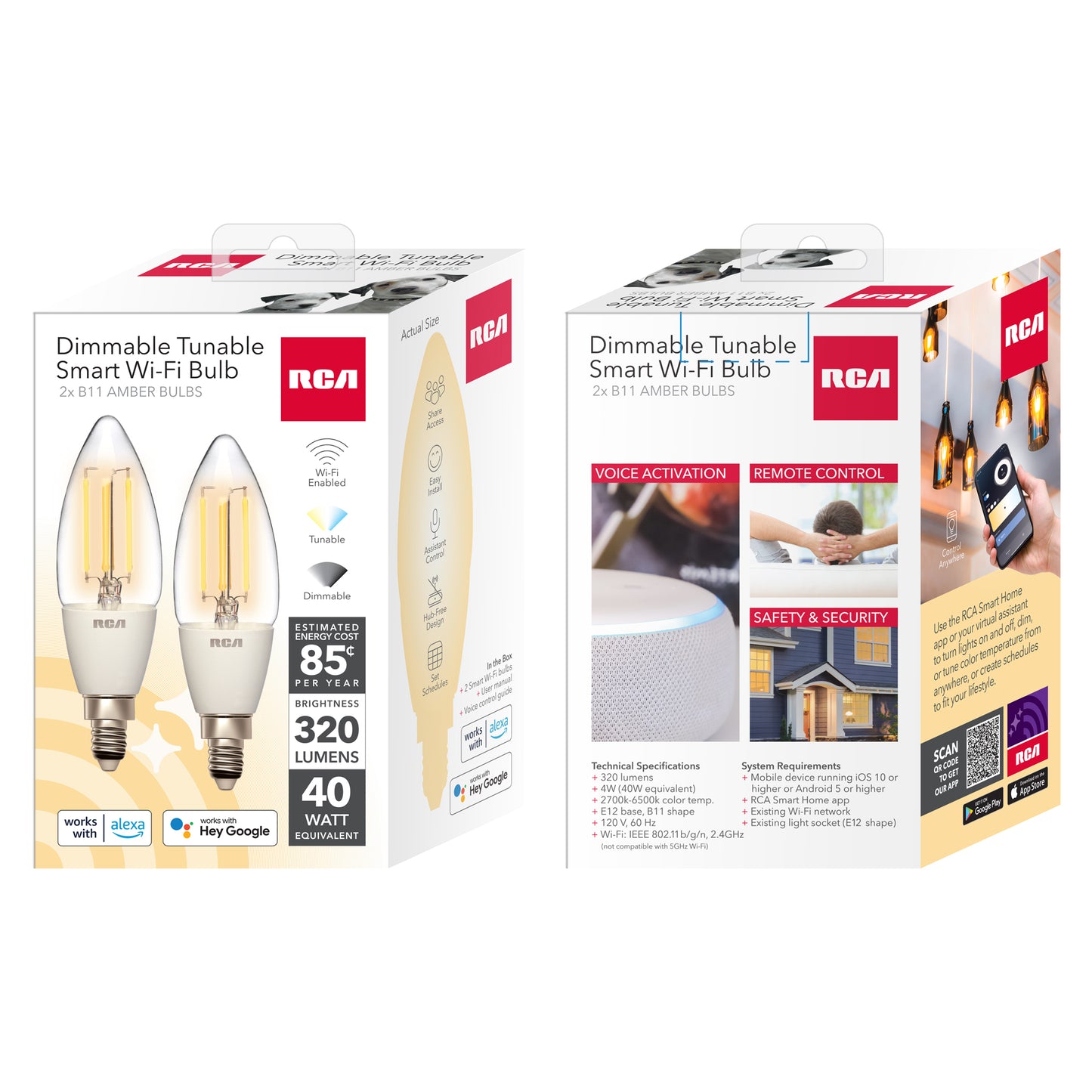 Dimmable Tunable B11 Amber Bulb (2-Pack)