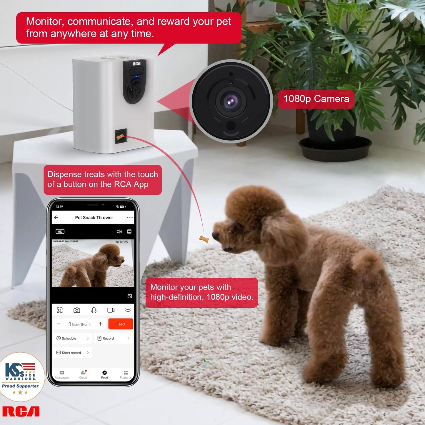 Smart Dog & Cat Camera Treat Dispenser For Small Treats & Kibble - PF147